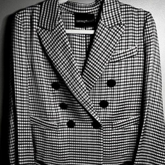 Emporio Armani Checkered Double Breasted Blazer Size 6 - Picture 1 of 6